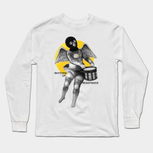 Riot angel with drums rhythms of resistance Long Sleeve T-Shirt